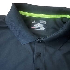 Under Armour Men's Black HeatGear Polo with Lime Trim - XL